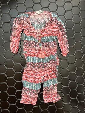 Jessica Simpson 18 Month Pink & Blue Printed Jumpsuit